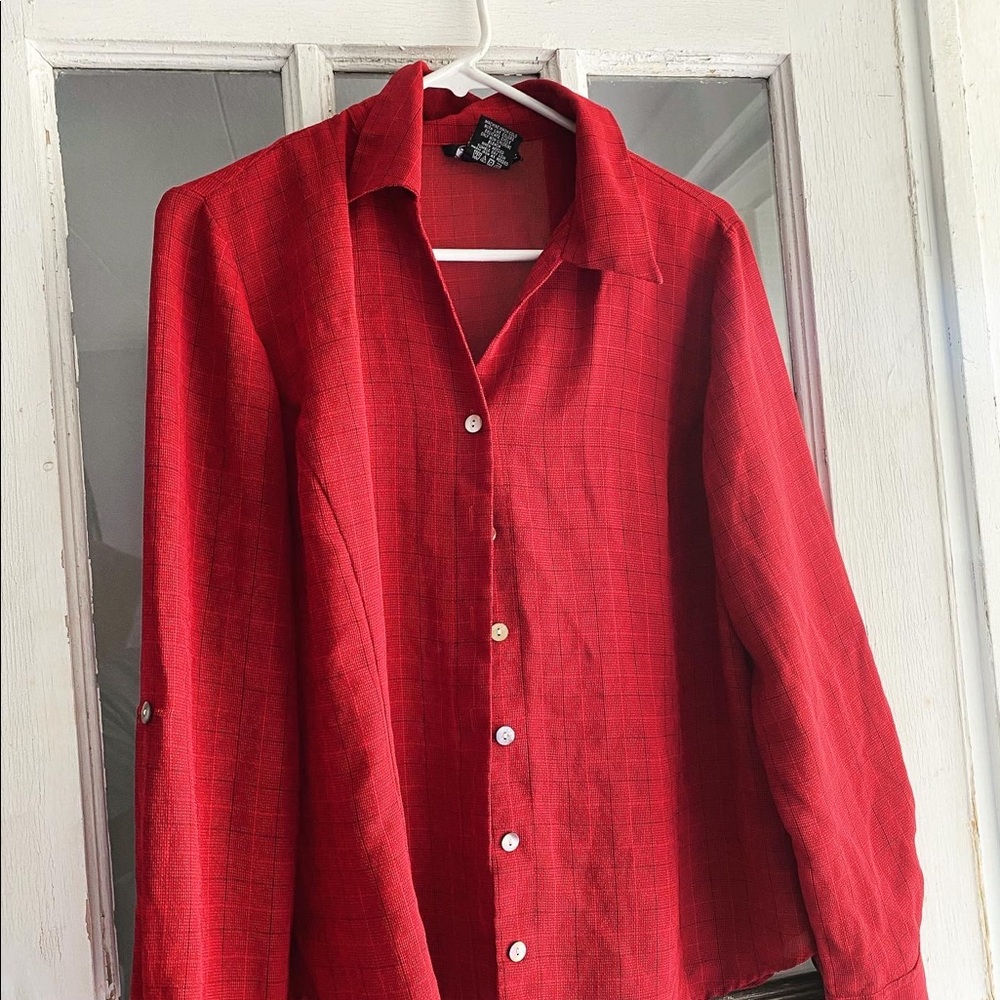 Red printed blouse